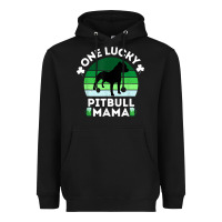 Funny St Patrick's Day One Lucky Pitbull Mama Pitbulldog T Shirt Heavyweight Hoodie | Teevron