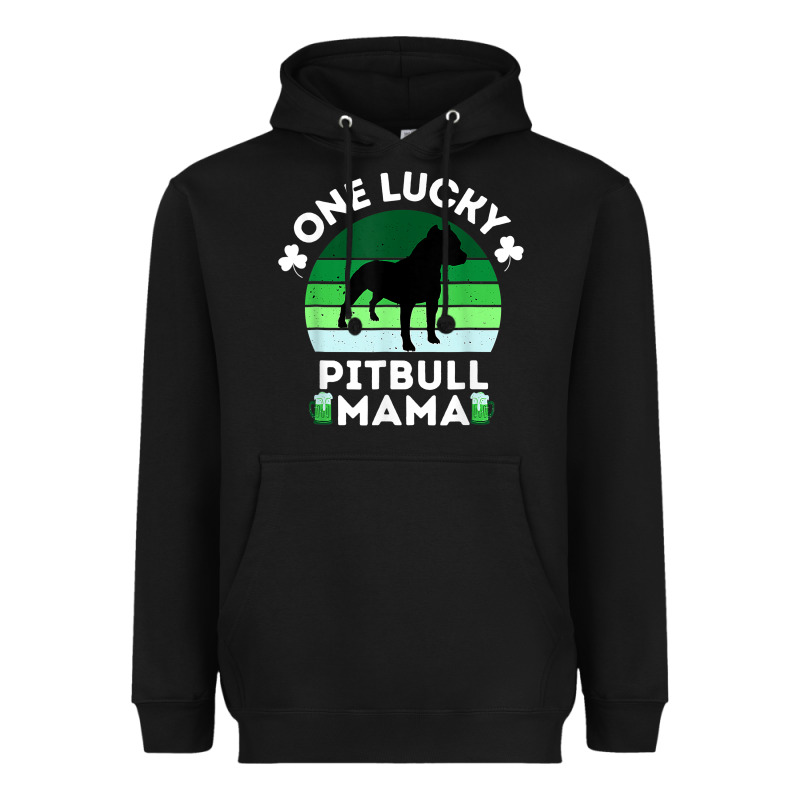 Funny St Patrick's Day One Lucky Pitbull Mama Pitbulldog T Shirt Heavyweight Hoodie by linhVisuals | Teevron
