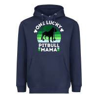 Navy funny st patrick's day one lucky pitbull mama pitbulldog t shirt Heavyweight Hoodie - linhVisuals