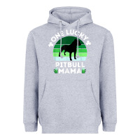 Heather Grey funny st patrick's day one lucky pitbull mama pitbulldog t shirt Heavyweight Hoodie - linhVisuals