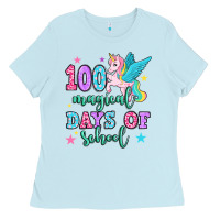 Baby Blue hundred magical days of school unicorn Ladies Tee - OliviaCreatesArt