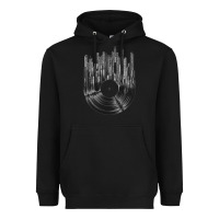Black vinyl record cityscape Heavyweight Hoodie - linhVisuals