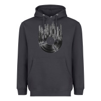 Smoke vinyl record cityscape Heavyweight Hoodie - linhVisuals