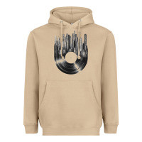 Mushroom vinyl record cityscape Heavyweight Hoodie - linhVisuals