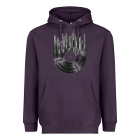 Plum vinyl record cityscape Heavyweight Hoodie - linhVisuals