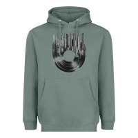 Sage vinyl record cityscape Heavyweight Hoodie - linhVisuals