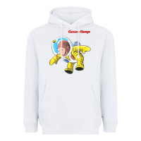 White curious george happy astronaut portrait t shirt Heavyweight Hoodie - linhVisuals