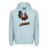 Blue Mist american game rooster standing Premium Hoodie - LillyAllenDesigns