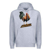 Heather Grey american game rooster standing Premium Hoodie - LillyAllenDesigns