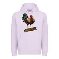 Lilac american game rooster standing Premium Hoodie - LillyAllenDesigns