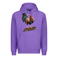Purple american game rooster standing Premium Hoodie - LillyAllenDesigns