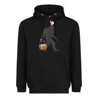 Black funny bigfoot easter design with easter basket and bigfoot t shirt Heavyweight Hoodie - linhVisuals