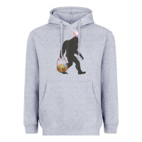 Heather Grey funny bigfoot easter design with easter basket and bigfoot t shirt Heavyweight Hoodie - linhVisuals