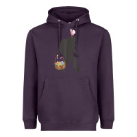 Plum funny bigfoot easter design with easter basket and bigfoot t shirt Heavyweight Hoodie - linhVisuals