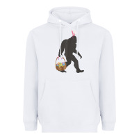 White funny bigfoot easter design with easter basket and bigfoot t shirt Heavyweight Hoodie - linhVisuals