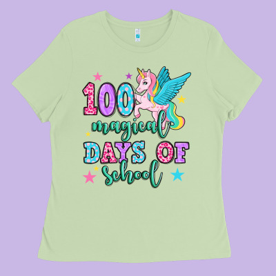 Hundred Magical Days Of School Unicorn Ladies Tee Designed By Oliviacreatesart