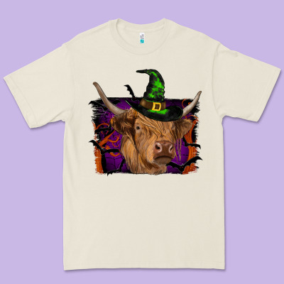 Highland Cow Halloween Premium Tee Designed By Ranaportraitstore