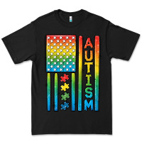 Black Autism American Flag Premium Tee - CowGirlArtShop