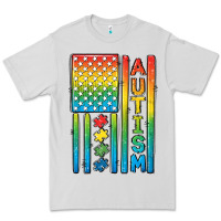 Dove Grey Autism American Flag Premium Tee - CowGirlArtShop
