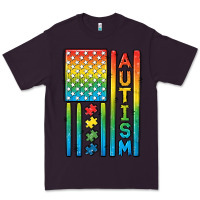 Plum Autism American Flag Premium Tee - CowGirlArtShop