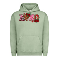 Pigment Oil Green xoxo highland cow Urban Hoodie - RanaPortraitStore