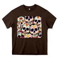 Chocolate Brown cinco de mayo skull Heavy Core Tee - CowGirlArtShop