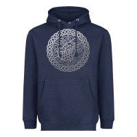 Navy ireland celtic knotwork design ornament wolf original celtic pullover Heavyweight Hoodie - linhVisuals