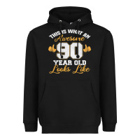 Black 90th birthday novelty gift awesome 90 year old t shirt Heavyweight Hoodie - linhVisuals