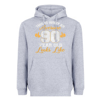 Heather Grey 90th birthday novelty gift awesome 90 year old t shirt Heavyweight Hoodie - linhVisuals