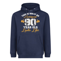Navy 90th birthday novelty gift awesome 90 year old t shirt Heavyweight Hoodie - linhVisuals