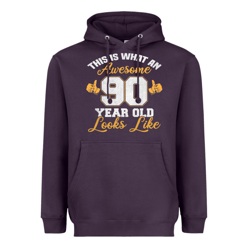 90th Birthday Novelty Gift Awesome 90 Year Old T Shirt Heavyweight Hoodie by linhVisuals | Teevron