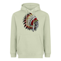 Matcha native american indian chief skull motorcycle headdress  t shirt Heavyweight Hoodie - linhVisuals