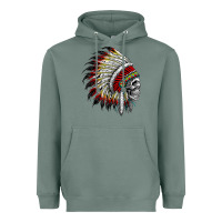 Native American Indian Chief Skull Motorcycle Headdress  T Shirt Heavyweight Hoodie | Teevron