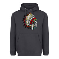 Smoke native american indian chief skull motorcycle headdress  t shirt Heavyweight Hoodie - linhVisuals