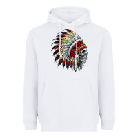 White native american indian chief skull motorcycle headdress  t shirt Heavyweight Hoodie - linhVisuals