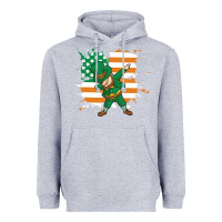Heather Grey dabbing leprechaun irish american flag Heavyweight Hoodie - linhVisuals