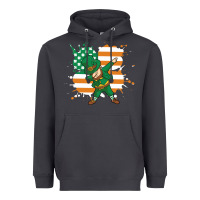 Dabbing Leprechaun Irish American Flag Heavyweight Hoodie | Teevron