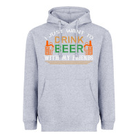 Heather Grey i just want to drink with my friends Heavyweight Hoodie - linhVisuals