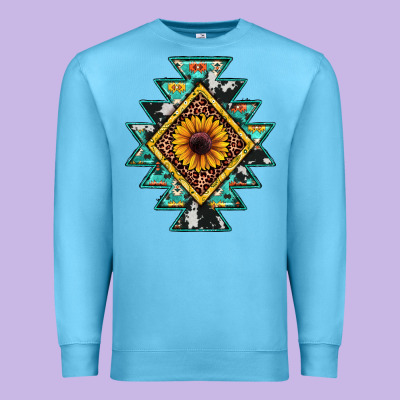 Aztec Leopard Sunflower Premium Sweatshirt Designed By Jahusdesignshop