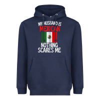 Navy my husband is mexican nothing scares me funny husband zip hoodie Heavyweight Hoodie - linhVisuals