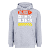 Heather Grey funny danger grumpy old man sarcastic saying, retirement t shirt Heavyweight Hoodie - linhVisuals