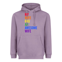 Lavender my wife has an awesome wife funny lesbian wedding gift t shirt Heavyweight Hoodie - linhVisuals