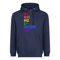 Navy my wife has an awesome wife funny lesbian wedding gift t shirt Heavyweight Hoodie - linhVisuals