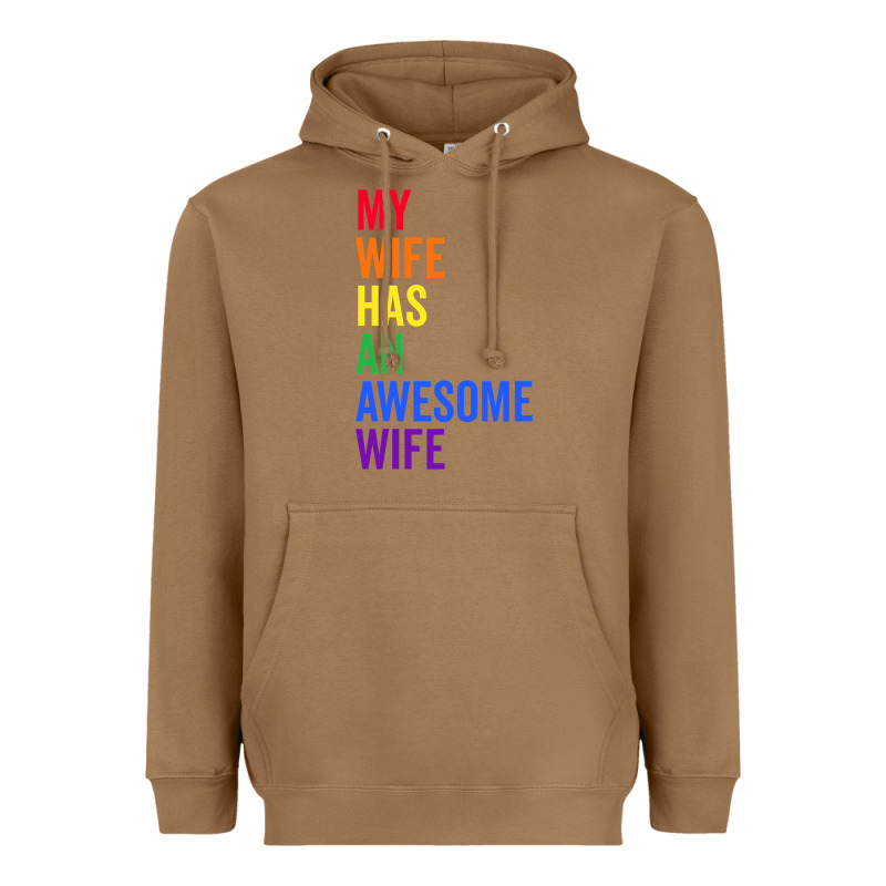 My Wife Has An Awesome Wife Funny Lesbian Wedding Gift T Shirt Heavyweight Hoodie by linhVisuals | Teevron