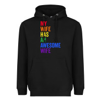 Black my wife has an awesome wife funny lesbian wedding gift t shirt Heavyweight Hoodie - linhVisuals