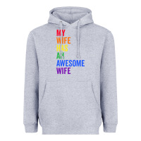 Heather Grey my wife has an awesome wife funny lesbian wedding gift t shirt Heavyweight Hoodie - linhVisuals