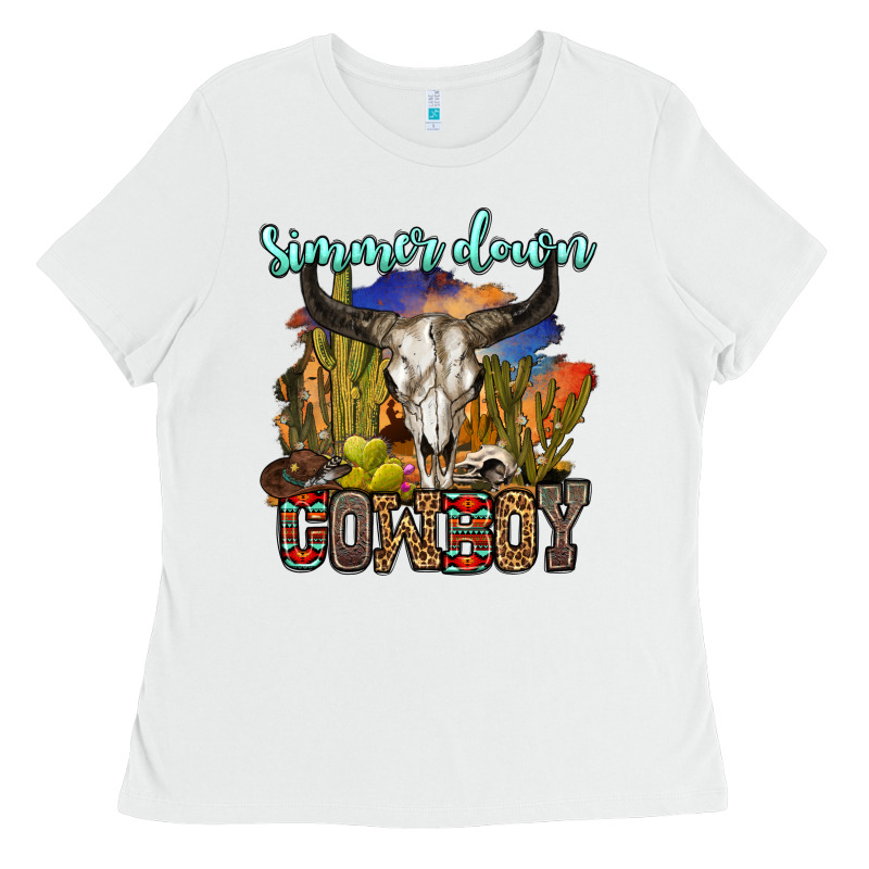 Simmer Down Cowboy Ladies Tee by OliviaCreatesArt | Teevron