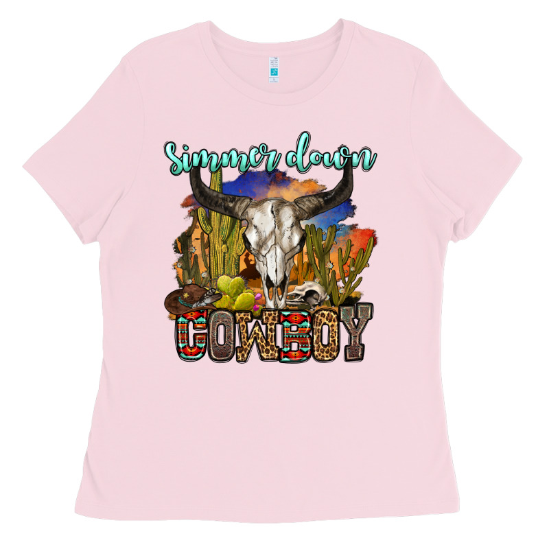 Simmer Down Cowboy Ladies Tee by OliviaCreatesArt | Teevron