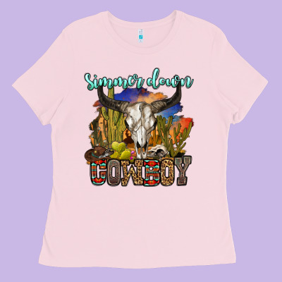 Simmer Down Cowboy Ladies Tee Designed By Oliviacreatesart