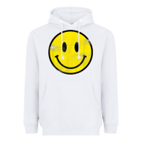 White vintage retro happy smiley face 80's 90's aesthetic t shirt Heavyweight Hoodie - linhVisuals